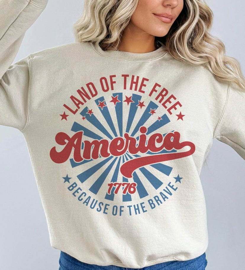 Kay's & Grace Clothing Company  DTF Transfers Land of the Free because of the brave